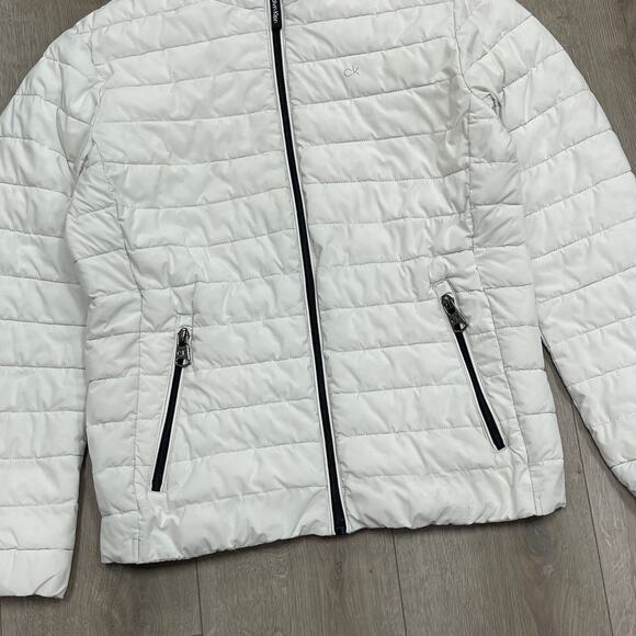 Calvin Klein Packable Puffer Quilted Zip Up Jacket White Size Small S B3 - Picture 2 of 8